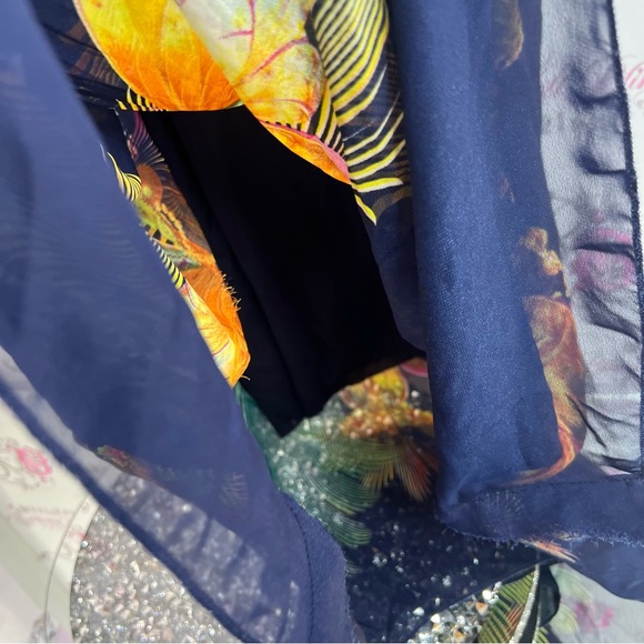 Mulberry dress peacock style boho feathers unique Navy Blue Garment - Picture 7 of 9